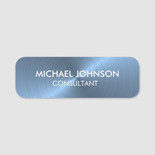Elegant Light Blue Metallic Professional Business  Name Tag