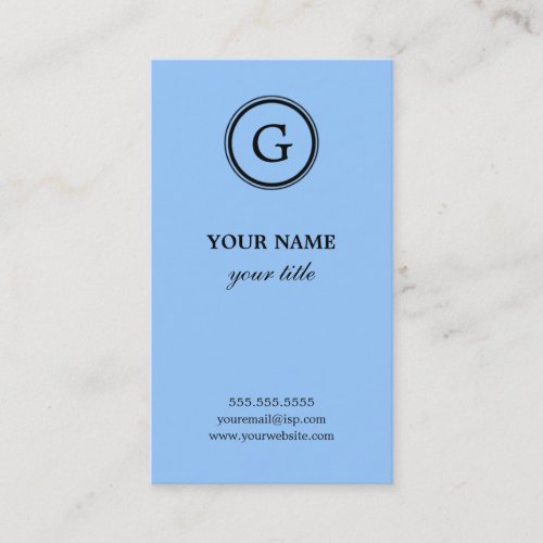 Elegant Light Blue Monogram Business Cards