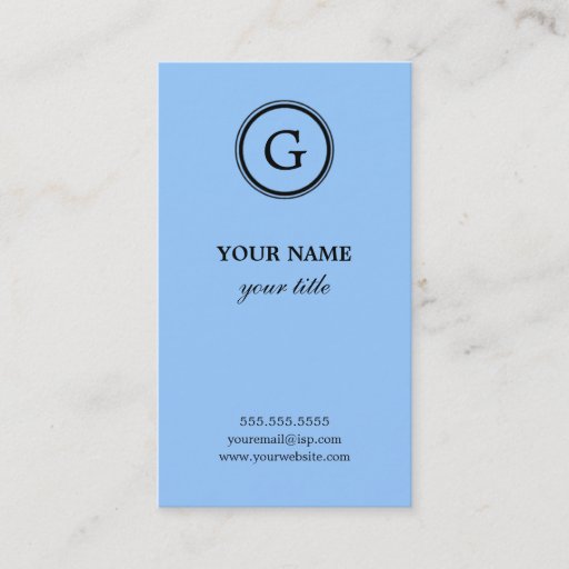 Customizable Elegant Light Blue Monogram Business Cards