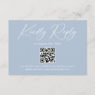 Elegant Light Blue QR Code Wedding RSVP Enclosure Card