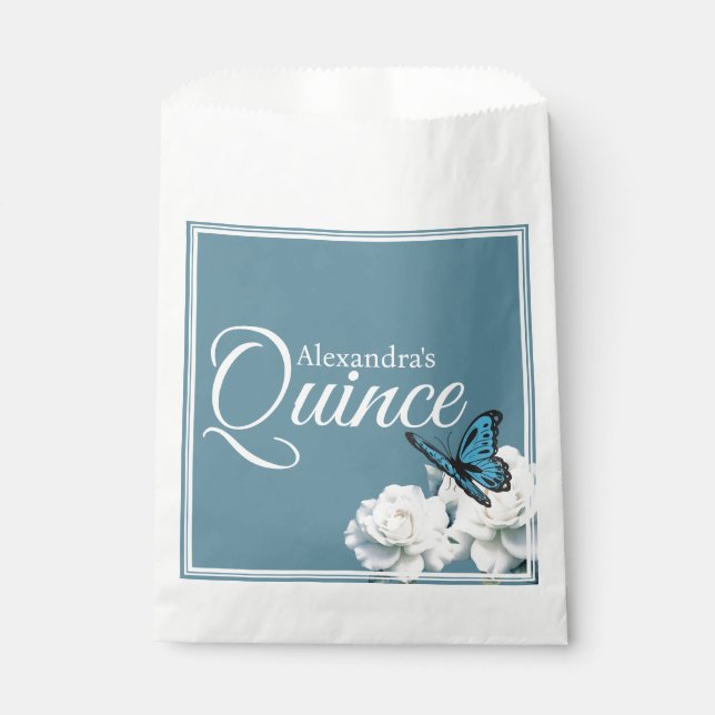Elegant Light Blue Quinceañera - Chambelán Custom Favor Bag (Front)