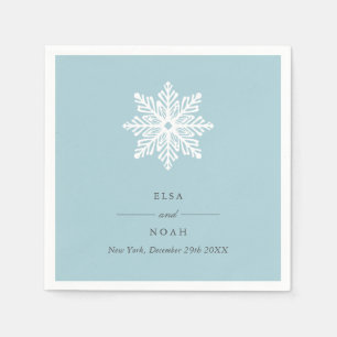 Elegant light Blue Snowflake Monogram  Napkins