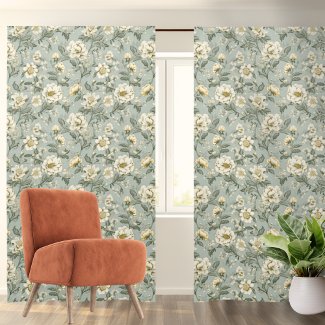 Elegant Light Blue Vintage Floral White Flowers