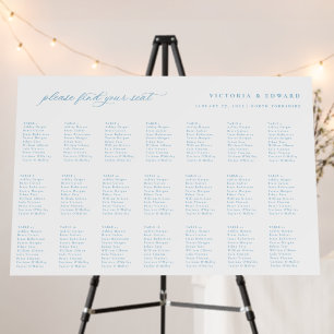 Elegant Light Blue Wedding 21 Table Seating Chart Foam Board