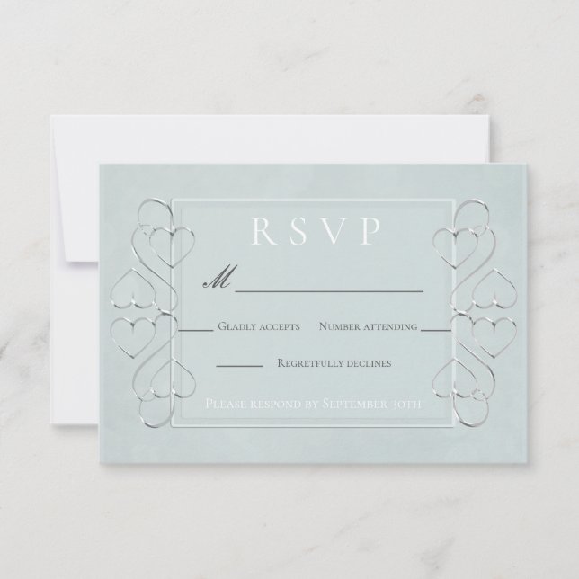 Elegant Light Blue Wedding  RSVP Menu Choices Invitation (Front)