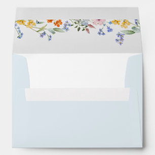 Elegant Light Blue Wildflower Envelope