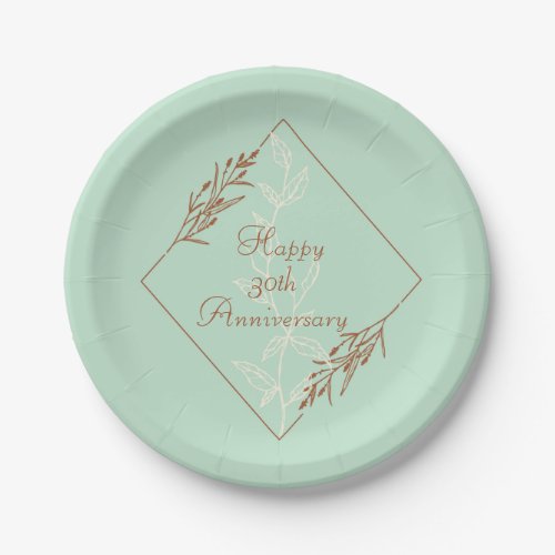 Elegant Light Blue with Brown Paper Plate