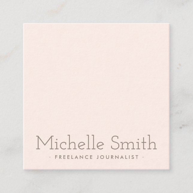 Elegant light blush pink minimal modern square business card (Front)