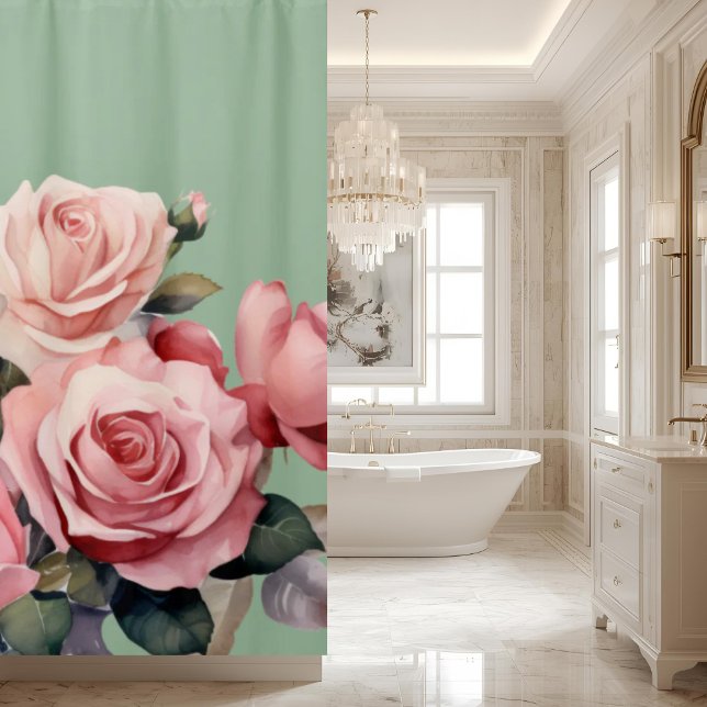 Elegant Light Blush Pink Roses Shower Curtain (Creator Uploaded)