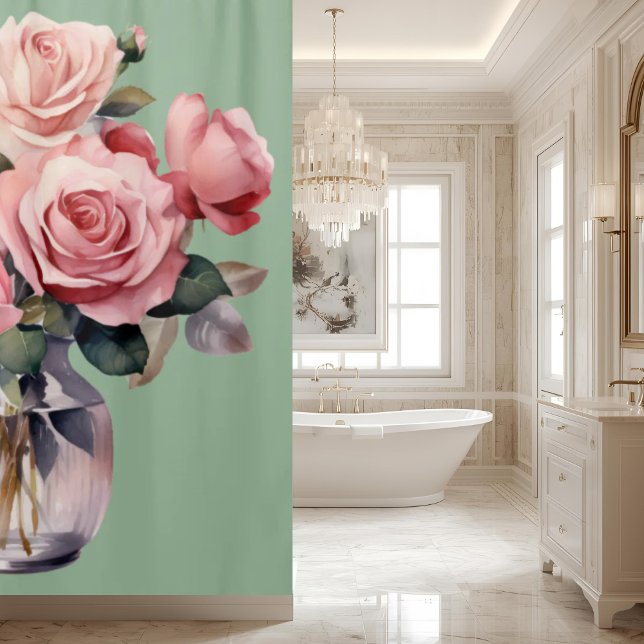 Elegant Light Blush Pink Roses Shower Curtain (Creator Uploaded)