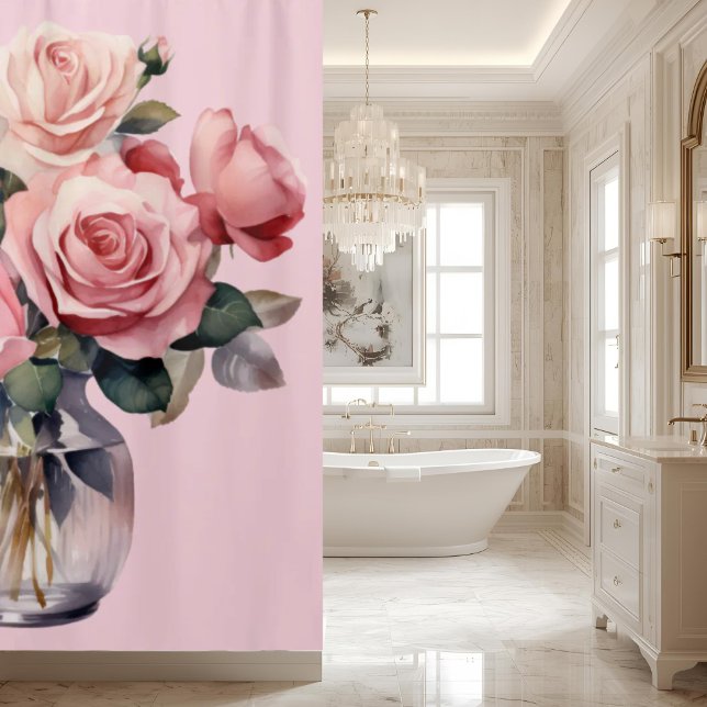 Elegant Light Blush Pink Roses Shower Curtain (Creator Uploaded)