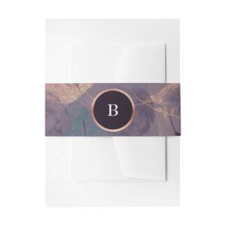 Elegant Light Boho Floral Arch Rose Gold Wedding Invitation Belly Band