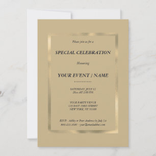 Elegant light brown gold Special Event  Invitation
