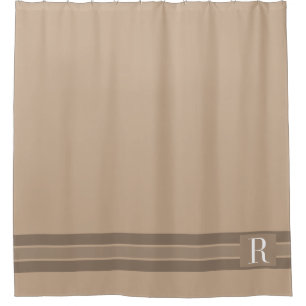 Elegant Light Brown Striped Banner Add Initial Shower Curtain