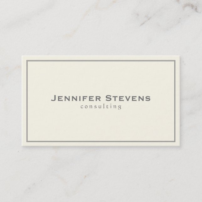 Elegant Light Cream With gray Border Business Card (Front)