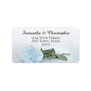 Elegant Light Dusty Blue Rose Wedding Address Label