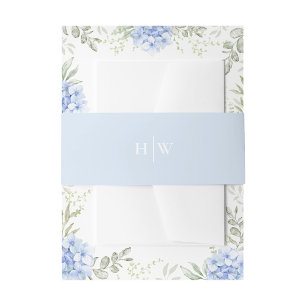 Elegant Light Dusty Blue Wedding Monogram Invitation Belly Band