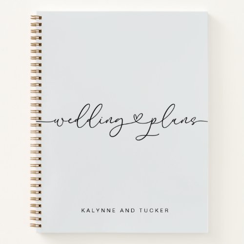 Elegant Light Dusty Blue Wedding Plans Heart Notebook