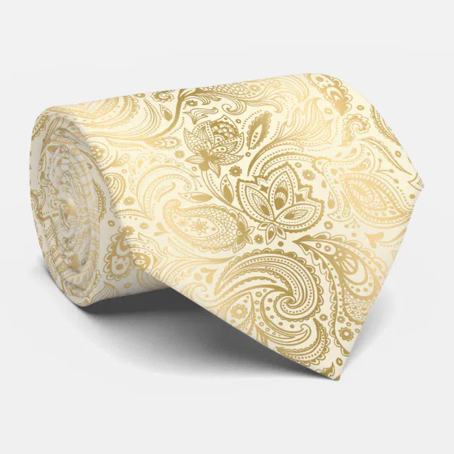 Gold Paisley Tone on Tone Necktie