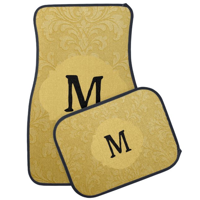 Elegant Light Gold Baroque Damask Custom Car Floor Mat (Set)
