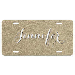 Elegant Light Gold Glitter, DIY Script Name License Plate