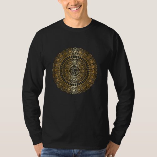 Elegant Light Gold Lotus Henna Mandala T-Shirt