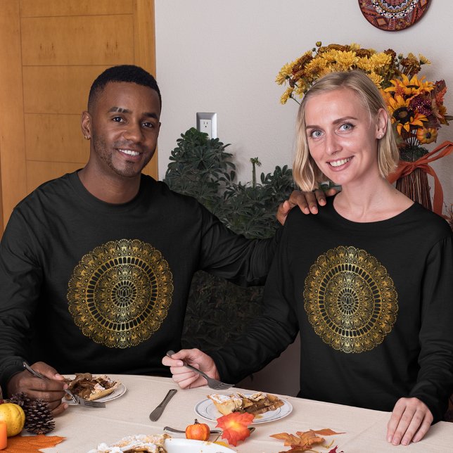 Elegant Light Gold Lotus Henna Mandala T-Shirt (Creator Uploaded)