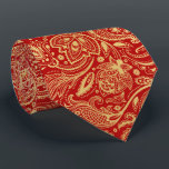 Elegant Light Gold & Red Vintage Paisley Neck Tie<br><div class="desc">Elegant light yellow gold tones vintage floral paisley pattern over customizable red background.</div>