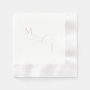 Elegant Light Gold Script Initials Wedding Coined Napkins