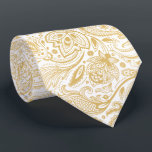 Elegant Light Gold & White Vintage Paisley Tie<br><div class="desc">Elegant light yellow gold tones vintage floral paisley pattern over customizable white background.</div>