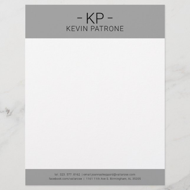 Elegant Light Gray And Black Typography Letterhead (Front)