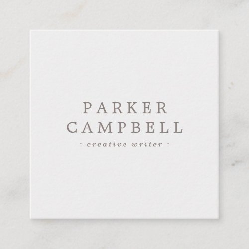 Elegant light gray and white stylish minimalist square business card