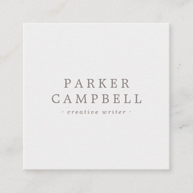 Elegant light gray and white stylish minimalist square business card (Front)