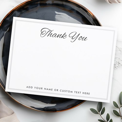 Elegant light gray border dark gray text blank thank you card