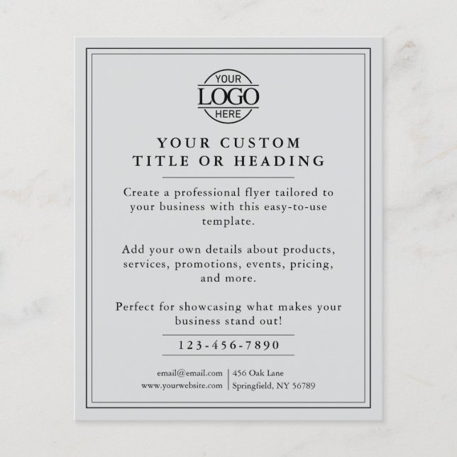 Elegant Light Gray Business Logo Promotional Flyer (Front)