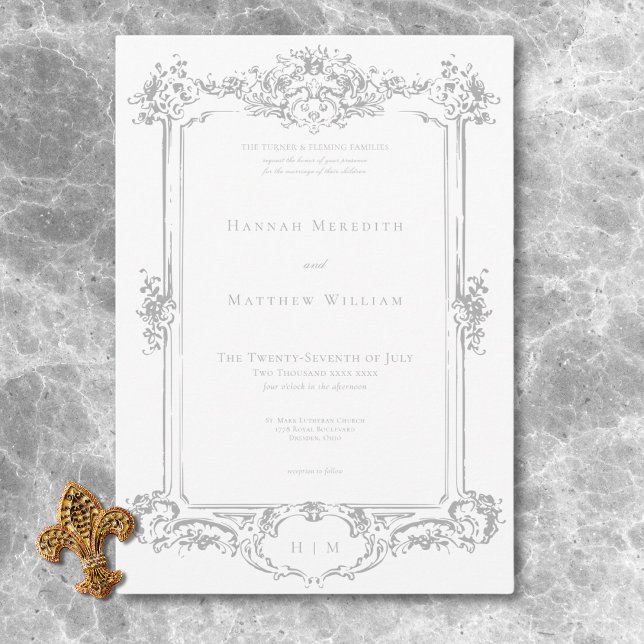 Elegant Light Gray Chinoiserie Cherub Wedding Invitation (Elegant Light Gray Chinoiserie Cherub Wedding Invitation)