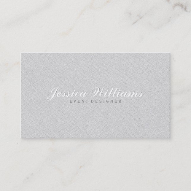 Elegant Light Gray Faux Linen Texture Business Card (Front)