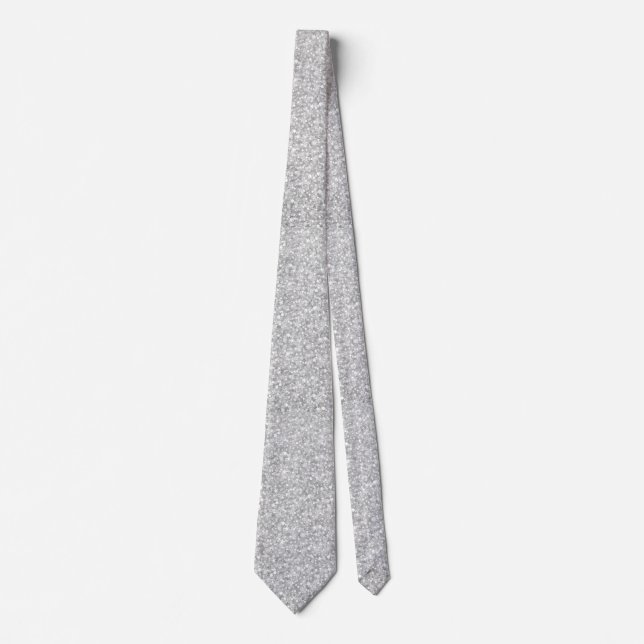 Elegant Light Gray Glitter & Sparkles Neck Tie (Front)
