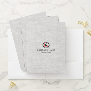 Elegant Light Gray Linen & Stand-in logo Pocket Folder
