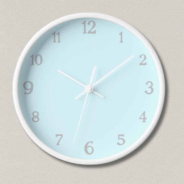 Elegant Light Gray Numbers | Classic Pastel Cyan Clock (Creator Uploaded)