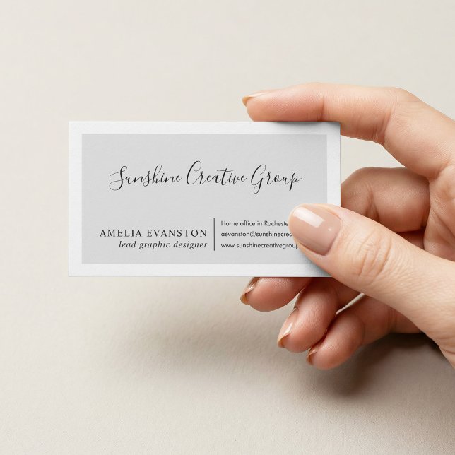Elegant Light Gray Script Professional Business Card (Creator Uploaded)