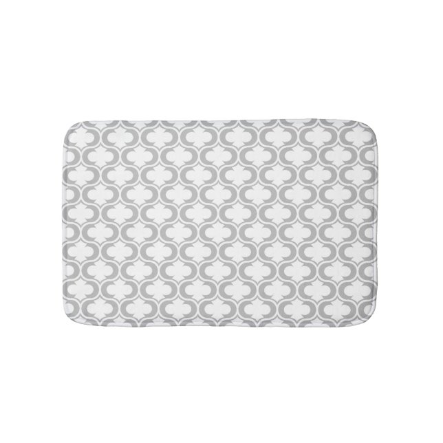 Elegant Light Gray White Lattice Pattern Bath Mat (Front)