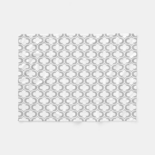 Elegant Light Gray White Lattice Pattern Fleece Blanket (Front (Horizontal))