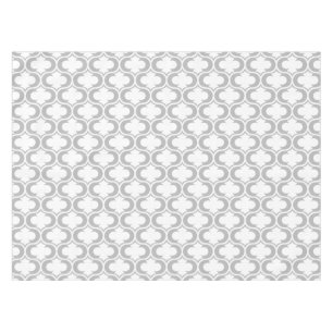 Elegant Light Gray White Lattice Pattern Tablecloth