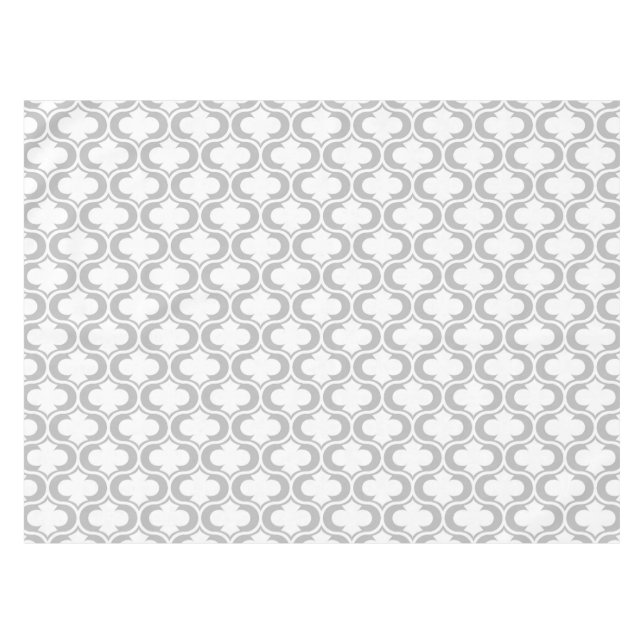 Elegant Light Gray White Lattice Pattern Tablecloth (Front (Horizontal))