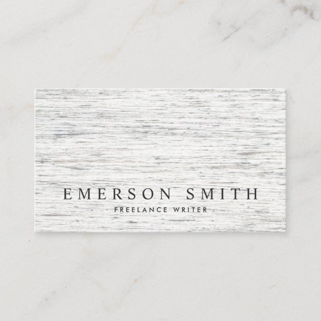 Elegant light gray wood grain modern minimalist business card (Front)