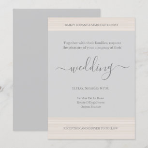 Elegant Light Gray Wood Grain Stripes Chic Wedding Invitation
