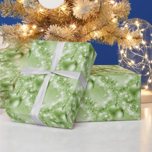 Elegant Light Green Christmas Ball Wrapping Paper