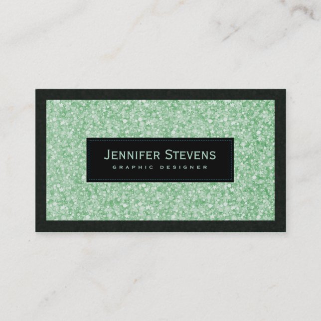 Elegant Light Green Glitter & Sparkles Business Card (Front)