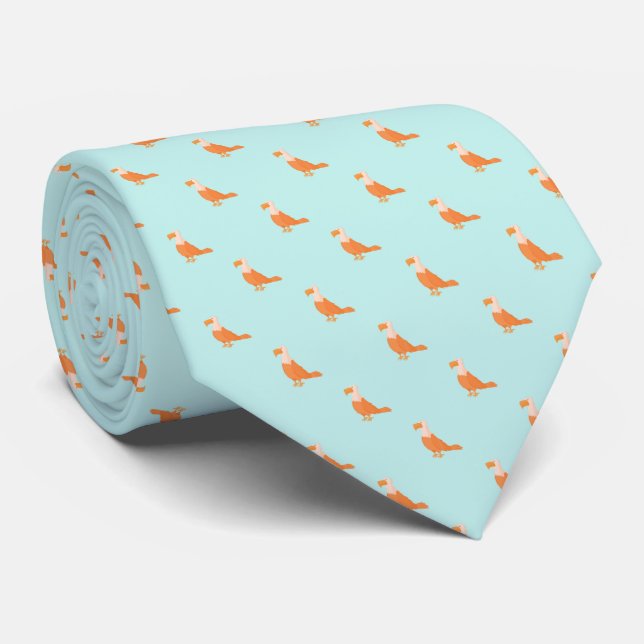 Elegant Light Green Orange Eagle Seamless Pattern Neck Tie (Rolled)